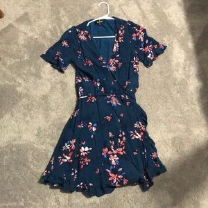 Teal Floral Wrap Dress